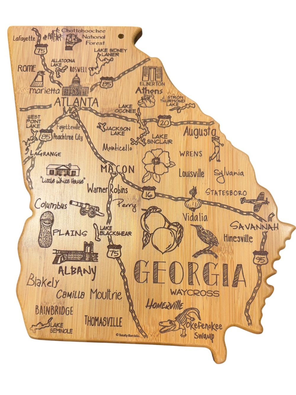 Georgia State-Shaped Wood Cutting/Serving Board Charcuterie